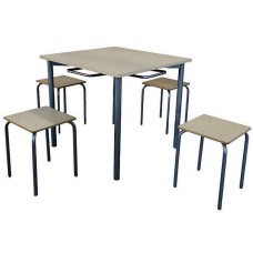 Обеденная зона для школьной столовой, 4-местная, квадратная (стол +4 табурета)